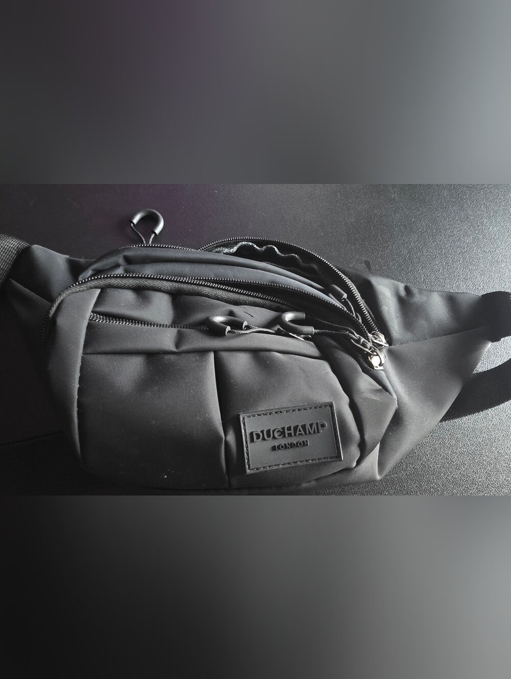 Duchamp London Men’s Black Logo Adjustable Waist Strap Crossbody Waist Bag